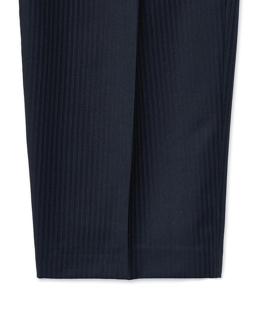 NOIRER Wool Stripe One-Pleated Wide Slacks (Navy)