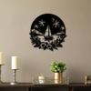 Metal Wall Art Ocean Sailboat Trees Plants Black Home Decor Living Room Gift for Father Day Labor Day Christmas