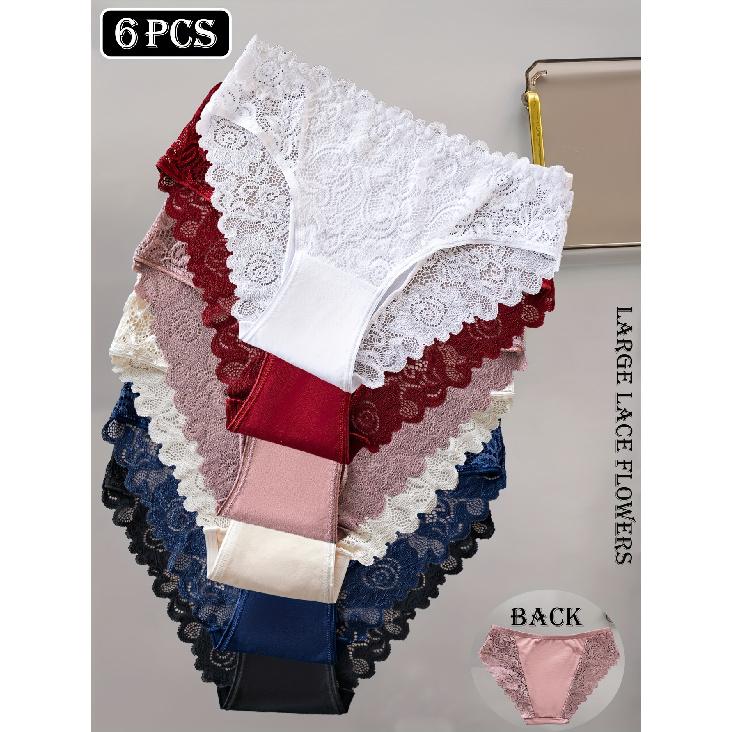 

high quality6-Pack Women s Underwear - Elegant Floral Lace Panties, Stretchy Breathable Everyday & Special Occasion Briefs, Soft Semi-Sheer Lace XXL