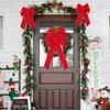 Large Red Christmas Bows Outdoor Decorations Christmas Tree Top Bow Velvet Wreath with Glitter Gold Edge Front Door Decoration