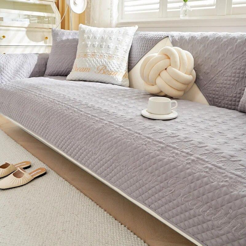 

Washed Cotton Embroidered Sofa Cushion Anti Slip Sofa Cover Living Room Seat Backrest Solid Sofa Mat Home Decor 70x70cm 1pcs