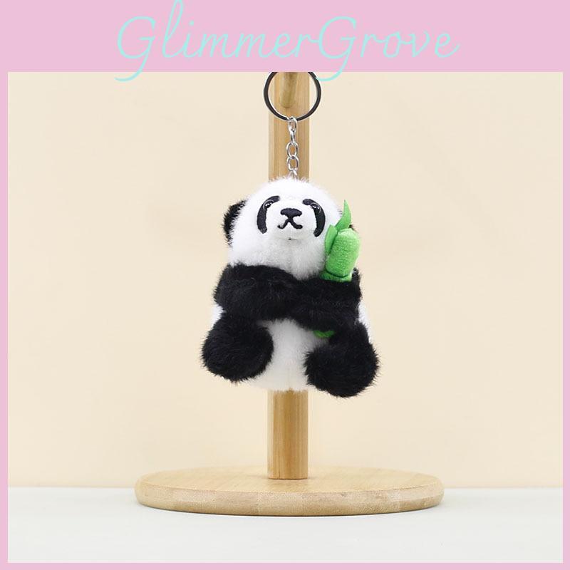 Cute Bamboo Panda Plush Toy Keychain Adorable Stuffed Animal Doll For Bags