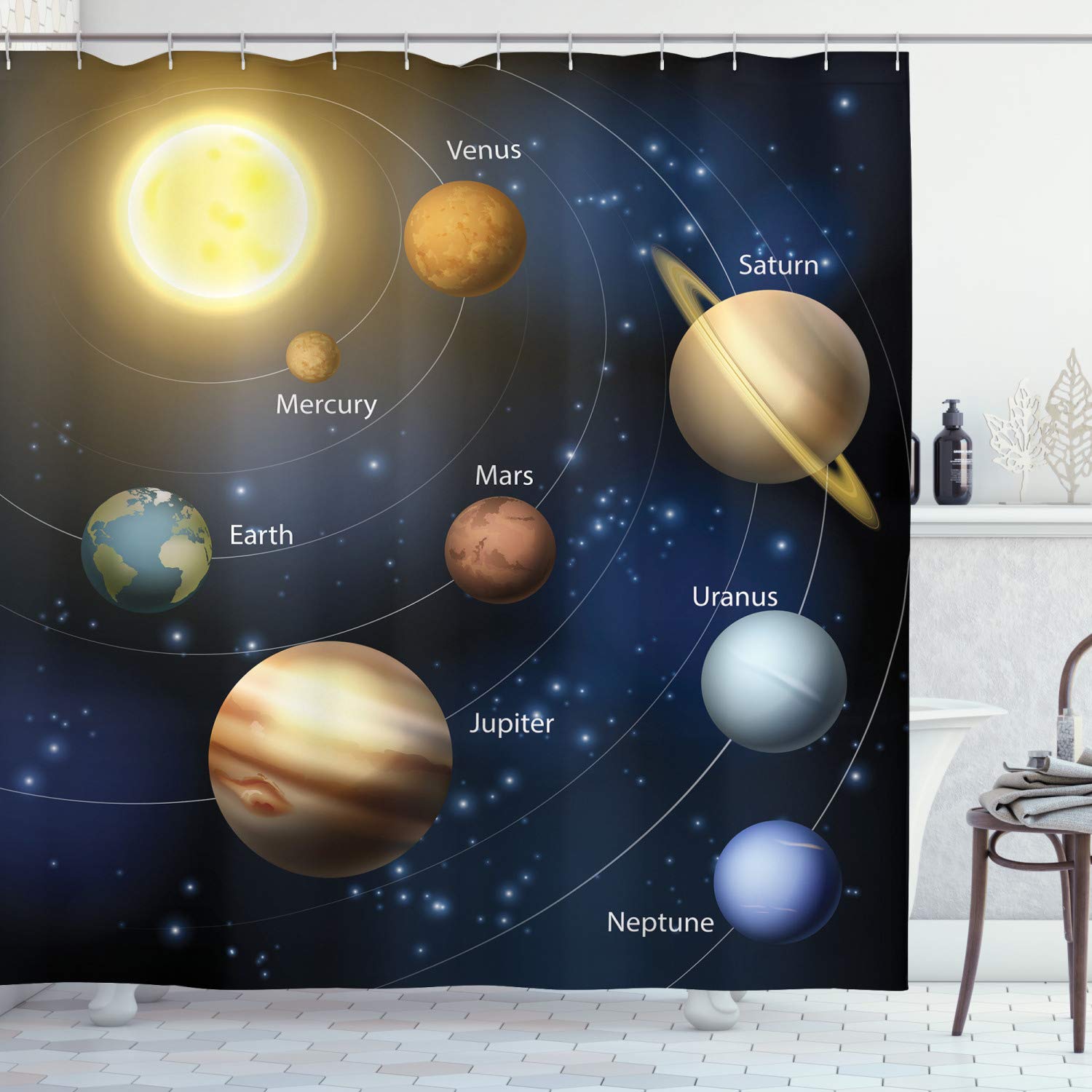 

Star Outer Space Shower Curtain For Bathroom Decor Starry Galaxy Bathtub Set Trippy Nebula Universe Planet Bathroom Curtains Set W60H190(CM)-1 Pcs