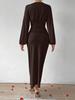 V-Neck High-Waist Slimming Long-Sleeve Evening Dress for Women