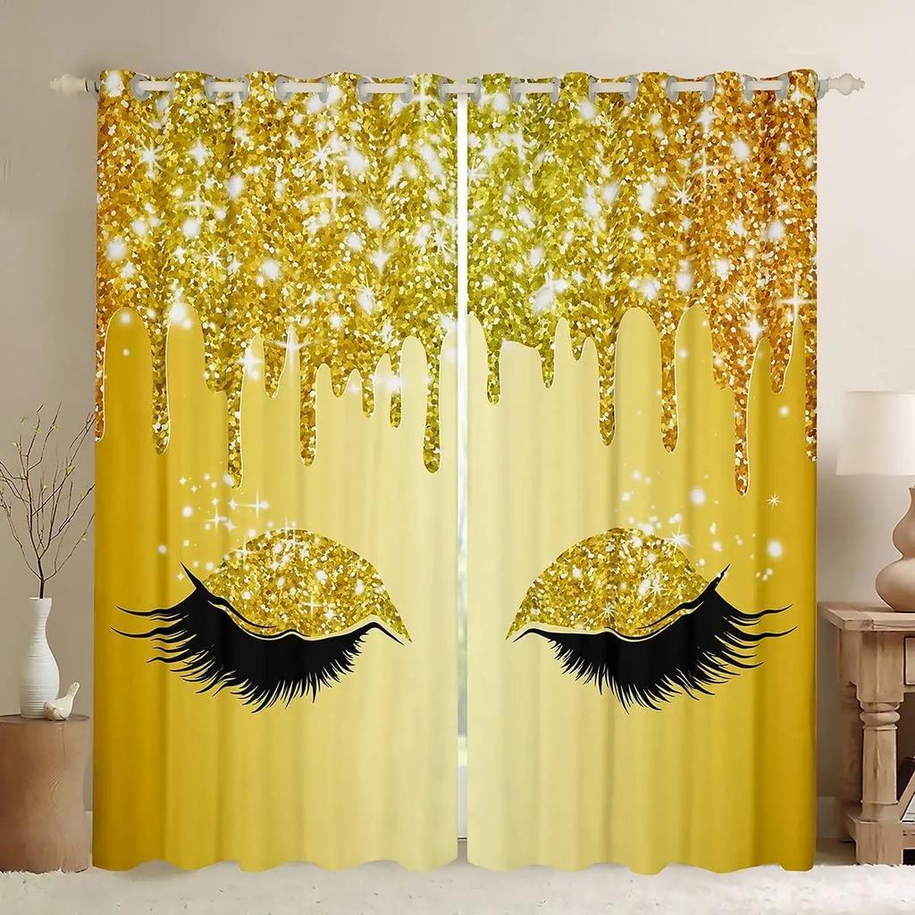 Wunderschöne Augen Wimper Glänzend Bunt Fenster Vorhänge Jalousien Für Wohnzimmer Kinder Schlafzimmer Badezimmer Küche Tür Heimdekor 2 Stück