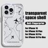 Aircraft Route Print Soft Silicone Case For iPhone 16 Pro Max 15 Pro 14 Plus 13 12 11 XS Astronaut Planet Shockproof Clear Phone Cover