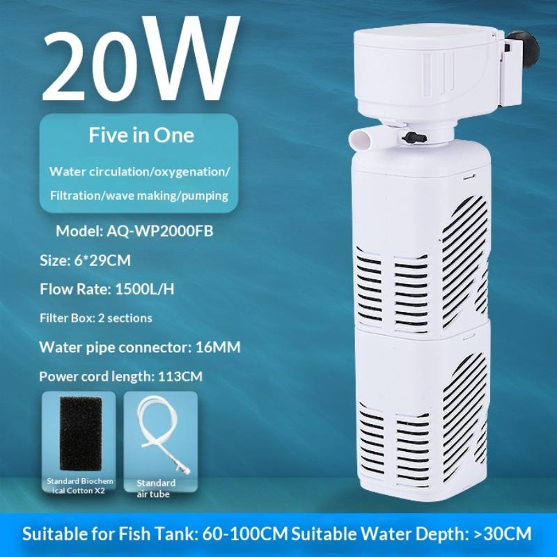 5 In 1 Fish Tank Filter with Oxygen Pump 360 Degree Purifier for Enhanced Water Clarity In Aquariums