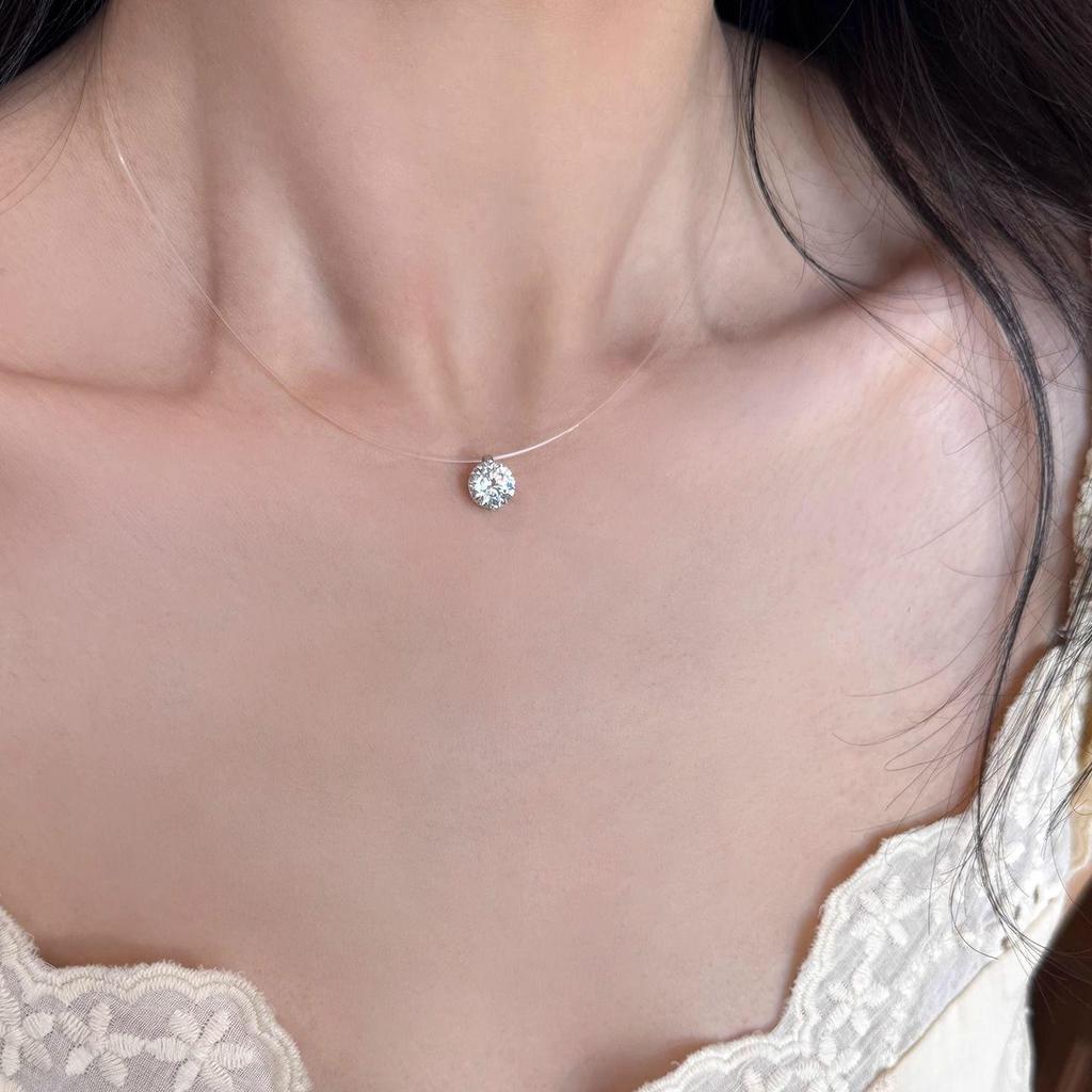 S925 Sterling Silver Zirconia Diamond Necklace for Women - Light Luxury Korean Style Clavicle Chain, Cute & High-End Fashion Accessory