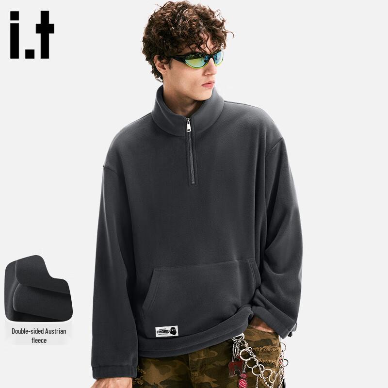 Fingercroxxit Herren Doppelseitiges Fleece Half-Zip Winter Sweatshirt