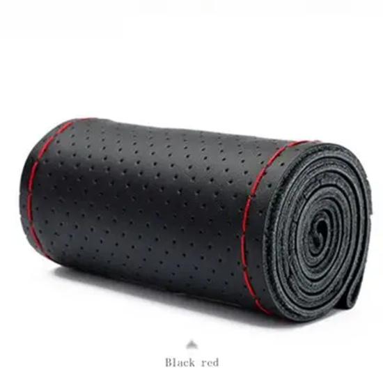 Hand-Stitched 38CM Car Universal Leather Steering Wheel Covers soft Leather braid on the steering wheel of With Needle