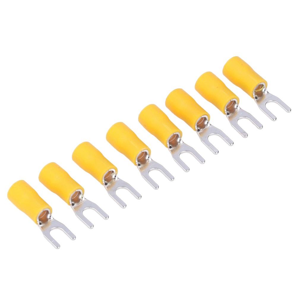 50 Stück Langlebige SV5.5-4 Gabelklemmen 12-10 AWG Gelbe Kabelschuhe Drahtverbinder Kabelverbindung