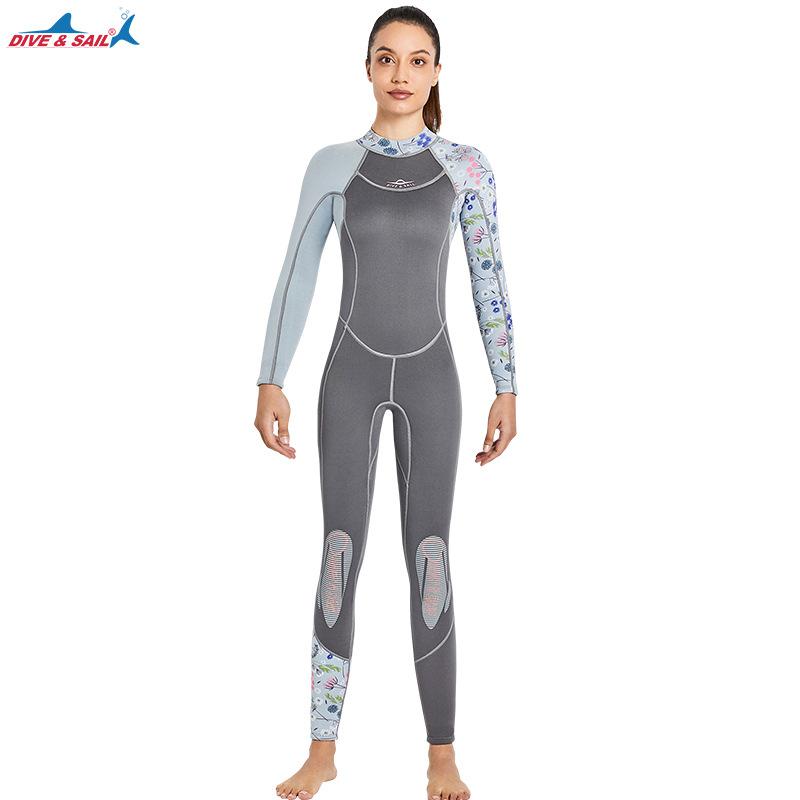 

Diving Suit 3MM Warm Long-sleeved One-piece Women s Thick Swimming Snorkeling Surfing XS серый