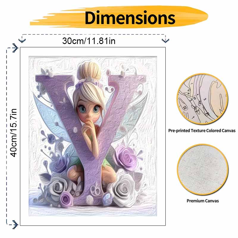 Disney Oil Paint Art Painting Kit Tinkerbell Dots Home Wall DecorSparkle GlitterFlowers