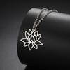 Teamer Lotusblume Anhänger Halskette Edelstahl Yoga Buddhismus Amulett Schmuck für Frauen Doppellagige Perlenkette Geschenk