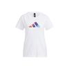 Solid Color Logo Round Neck Casual Short Sleeve T-Shirt Women Tops White HE9979