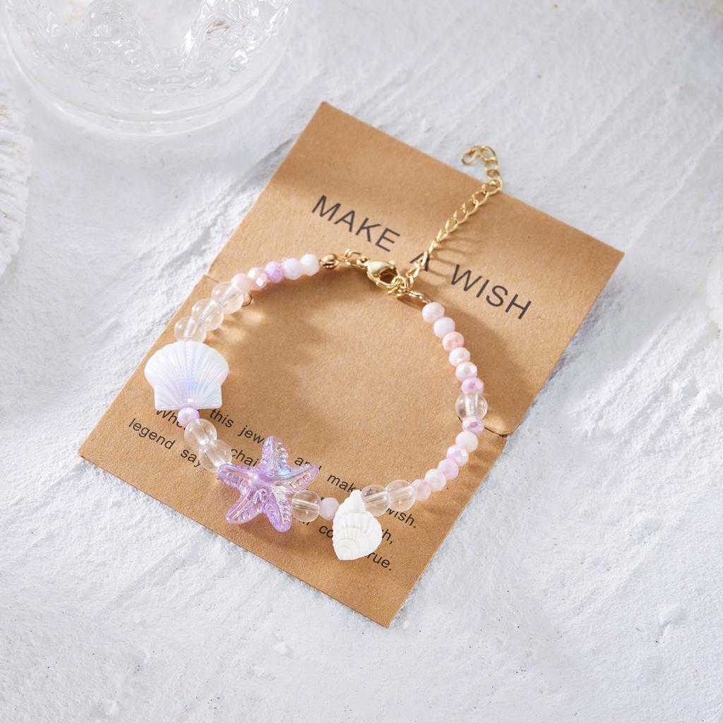 Bohemian Starfish Shell Bracelet for Women Girls Summer Beach Conch Colorful Rice Beads Beaded Bracelet Friendship Jewelry Gifts