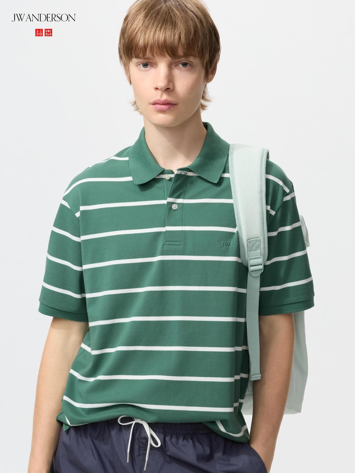 

Uniqlo Japan Dry Kanoko Border Polo Shirt 55 GREEN/XS