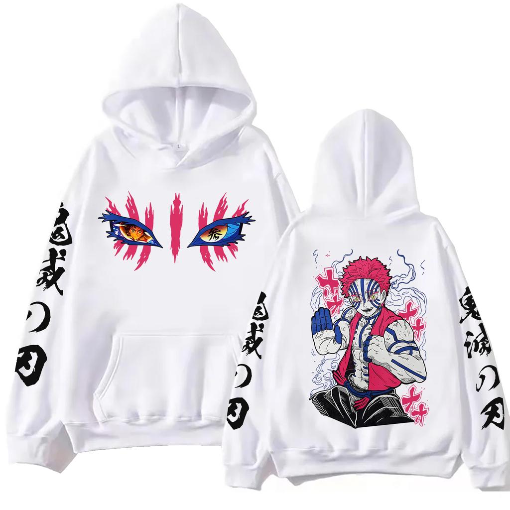 Anime Demon Slayer Infinity Castle Akaza Hoodie Men Women Harajuku Pullover Hoodie Y2k Clothes Tops