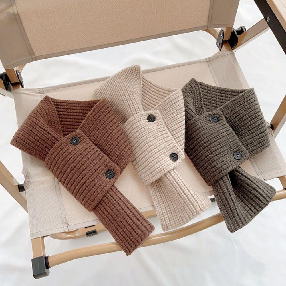 Woolen Cross Scarf Solid Color Neck Scarf Fake Collar Neck Warmer Girls