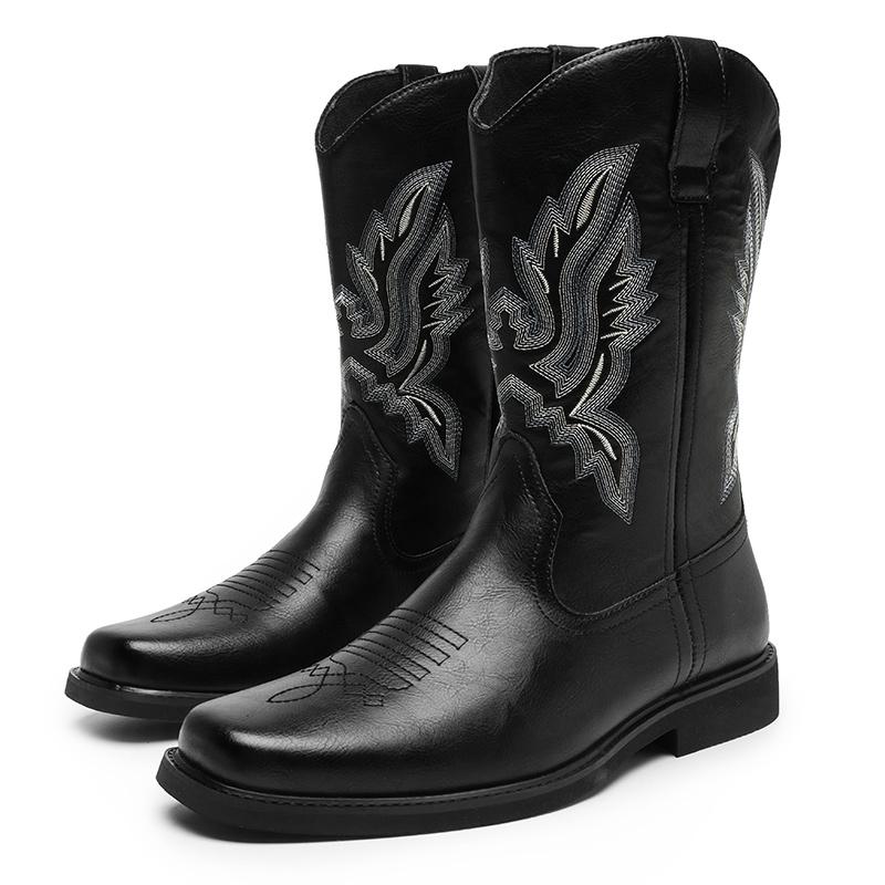 Herren High Top Stickerei Stiefel Herbst und Winter neu Übergröße Outdoor Freizeitstiefel Mode weiche Sohle Komfort Motorradstiefel