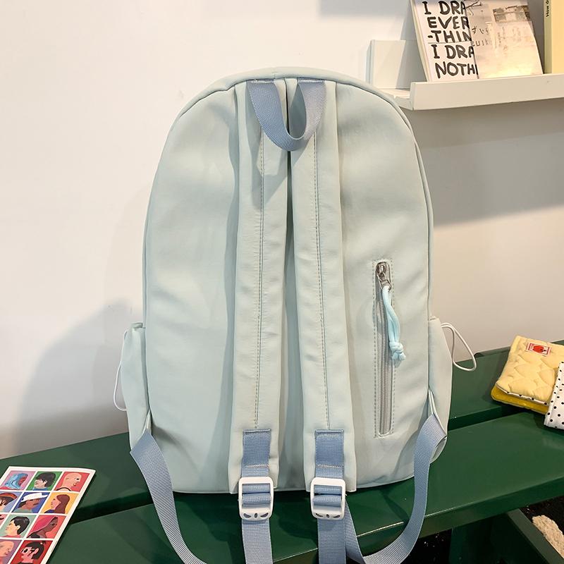 Student School Bag Women's Lightweight Travel Small Backpack Solid Color Backpack