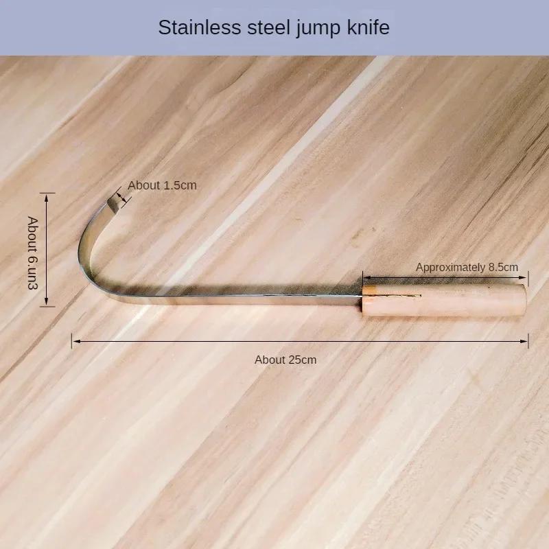 Edelstahl Keramik Trimmwerkzeug Gebogenes Skip-Messer Scharfe Klinge DIY Raues Holzgriff Textur Schnitzen Töpferton Werkzeuge