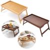 Portable Multifunctional Bamboo Serving Tray with Folding Legs Breakfast In Bed Tray for Sofa Serving Eating Working Reading
