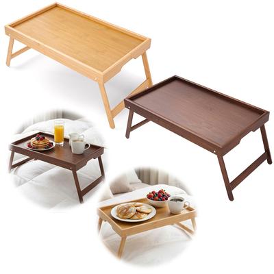Plateau de service portable multifonctionnel en bambou avec pieds pliants Plateau pour petit-déjeuner au lit pour canapé Service Manger Travailler Lecture
