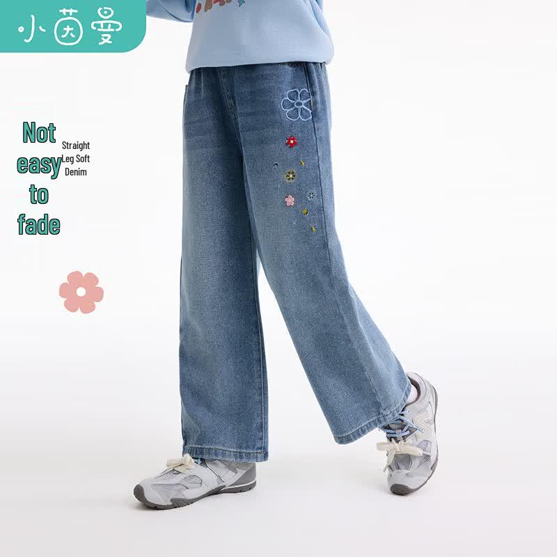 Girls  Floral Embroidered Straight-Leg Jeans 160