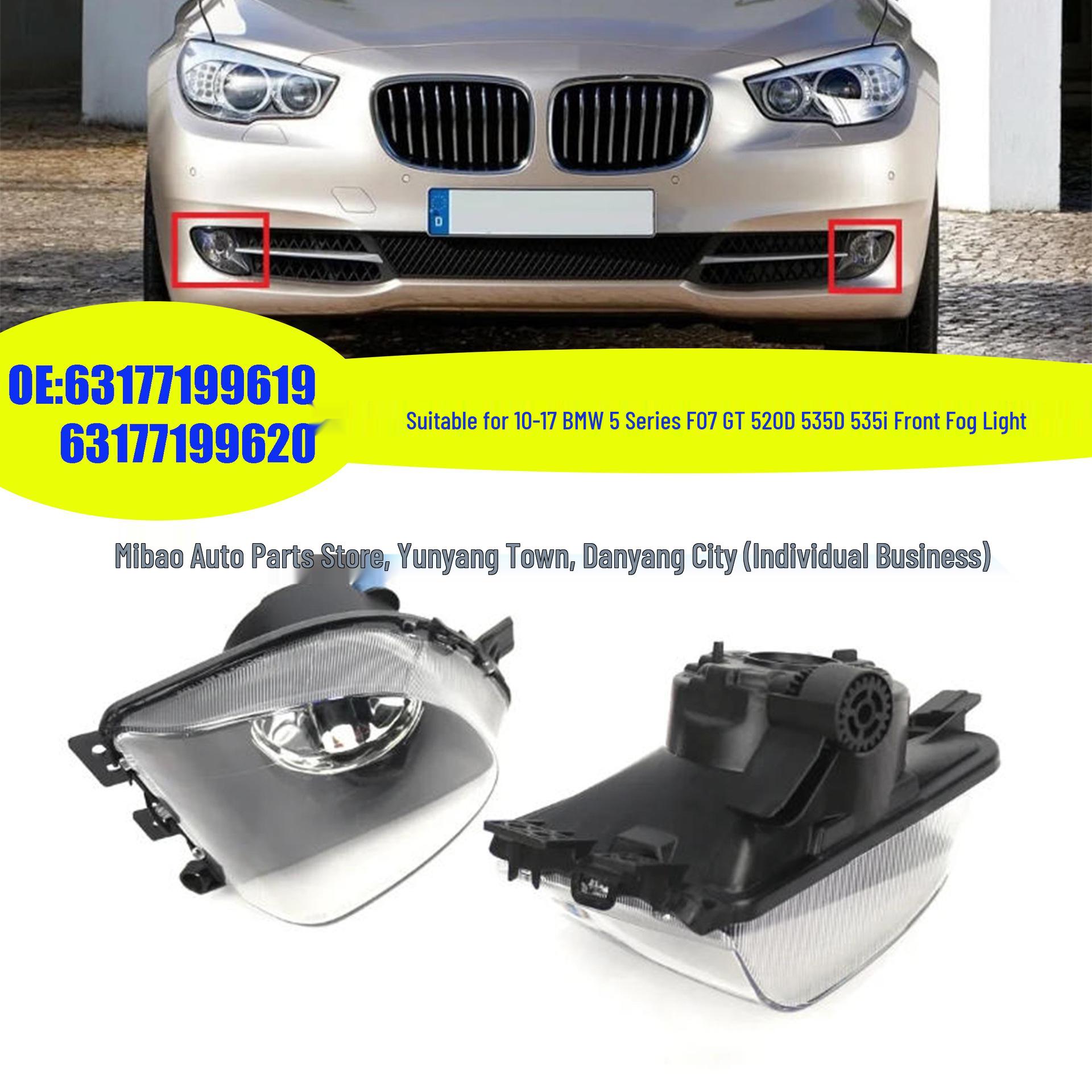 Compatible Fog Light for 09-17 BMW 5 Series F07 GT 520D 535D (OE: 63177199619/9620) Right