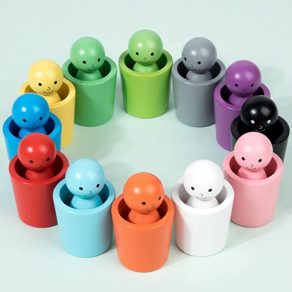 

Wooden Children Color Sorting Cup Montessori Count Puzzle Game Toy Color Sorting Games Family 1 set