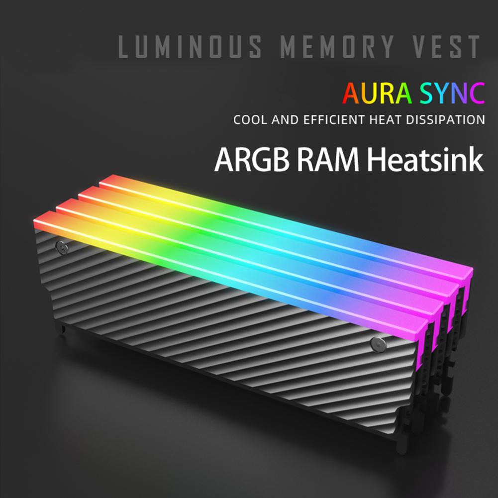 5V 3PIN ARGB RAM Heatsink Radiator Cooler with Thermal Silicone Pad Memory Heat Sink for DDR2 DDR3 DDR4 DDR5 Desktop PC Memory