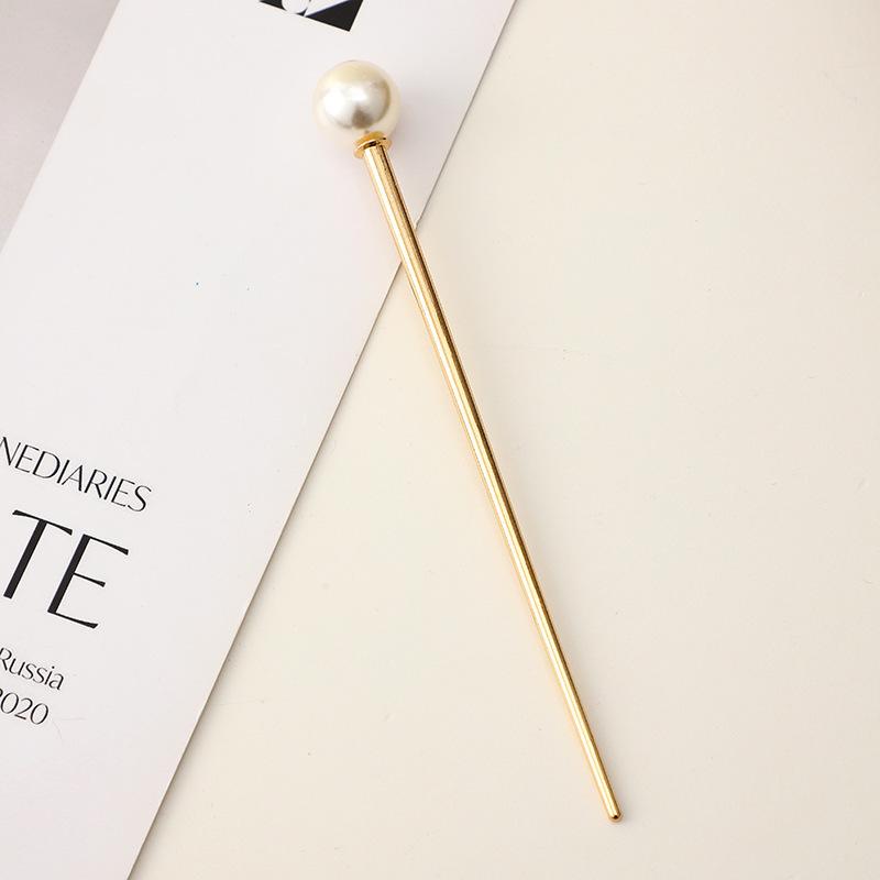 Simple And Versatile Pearl Hairpin, Hair Accessories, Niche Cold Hairpin, Modern One-Character Plain Hairpin.