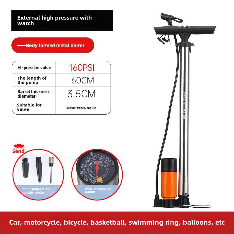 Pompă Manuală Multifuncțională de Înaltă Presiune pentru Biciclete, Vehicule Electrice, Motociclete, Mașini și Mingi de Baschet