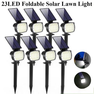 Wasserdichte Solar-Gartenleuchten 23 LEDs Mehrzweck-Strahler Außenlandschaftsleuchten IP65 Dimmbar 8er-Pack Weg Terrasse Hof