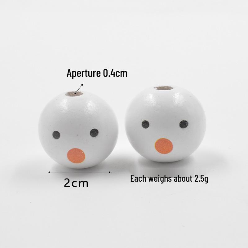 DIY Christmas 20MM Snowman Wooden Beads - White Head & Belly, Loose Handmade Accessories
