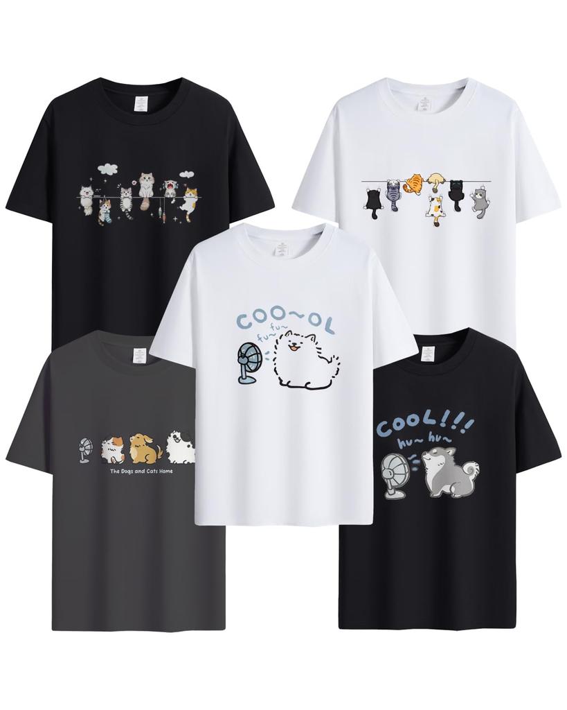 Sukinana Summer Relaxed Inner Antibacterial and Clothing Men's Short-Sleeve T-Shirts, 2/5 Pack, 100% Cotton, Printed, Wear, Fit, Stylish, Soft, Shirt,
