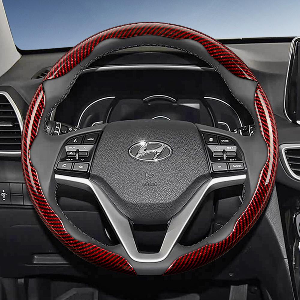 Suitable for Hyundai Carbon Fiber Texture Steering Wheel Cover with Segmented Quick-Release Design, Durable, for Tucson Elantra Avante I30 Sedan