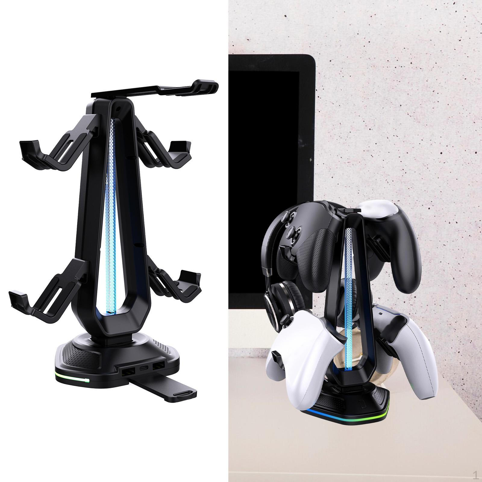 RGB Headset Stand,Controller Holder with 9 Light Modes Headphone Display Detachable Hook for DJ