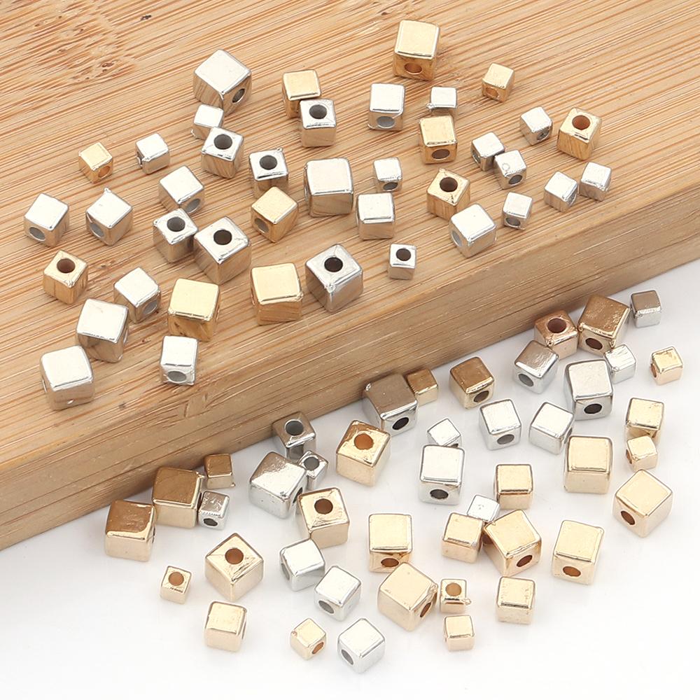 200pcs 3/4/5mm CCB Square Beads Cube Loose Spacer Beads for DIY Jewelry Making Crafts Bracelets Necklace Accessories Wholesale