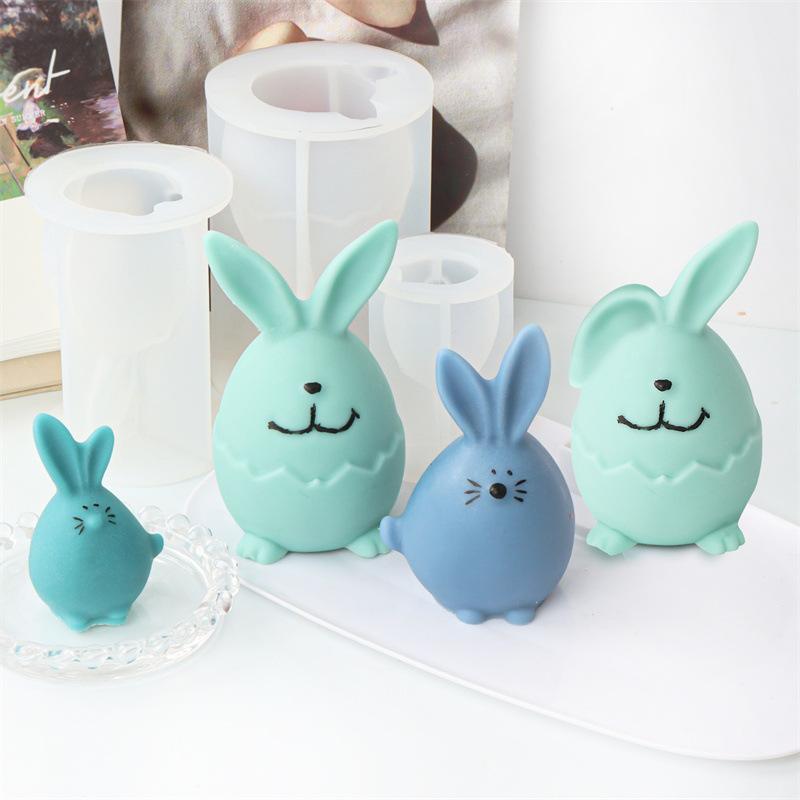 3D Easter Egg Bunny Candle Silicone Mold DIY Faceless Rabbit Head Shape Aroma Soap Plaster Resin Mold Decorative Crafts Supplies