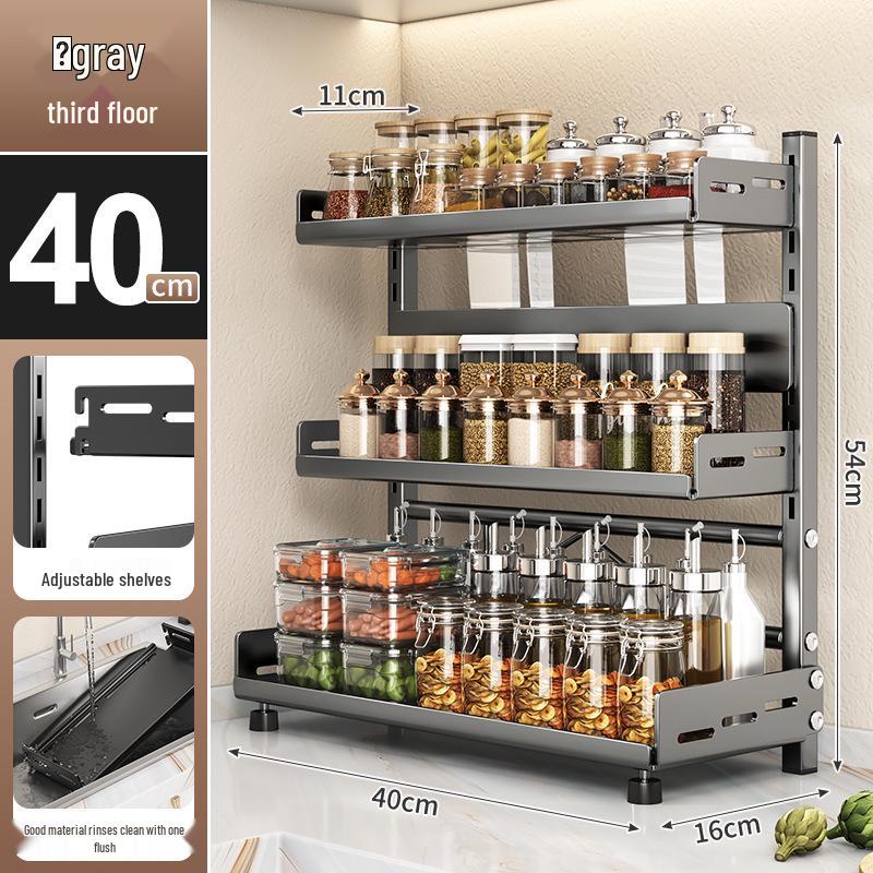 Multi-layer Kitchen Utensil Organizer: Knife Holder & Condiment Rack