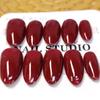 100% Handmade Short Almond Shape Deep Dark Red Fake Nail Set With Glue & Box Minimalism Simple Artificial Nails Phototherapy Press On Nails