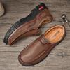 Men's Outdoor Casual Slip-On Leather Shoes - Large Size, Non-Slip, Wear-Resistant, Soft Sole