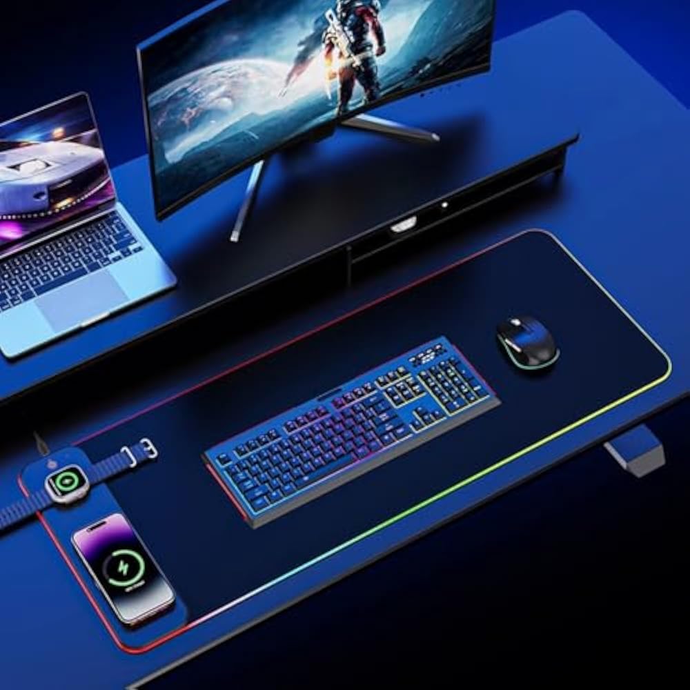Large color gamepad power mat expansion key set pad with 15W charging for cell phones, headphones...