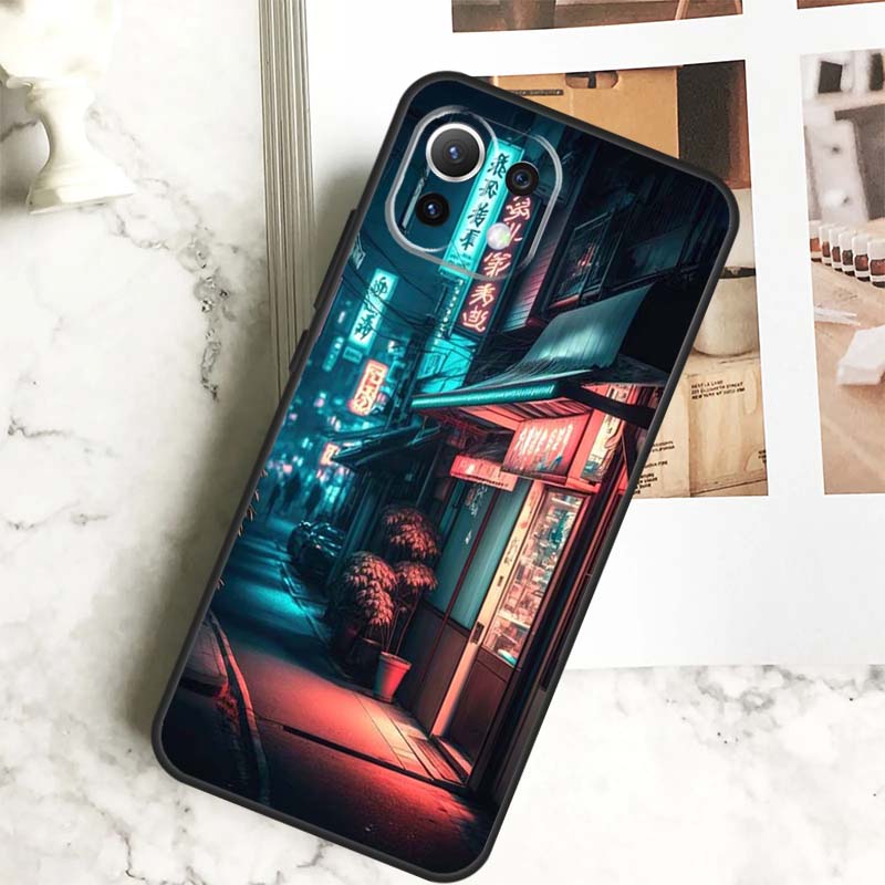 Japanese Night City Aesthetic Case For POCO M6 Pro F3 F5 M5s X3 X5 X6 Pro Xiaomi 14 13 Ultra 11T 12T 13T Pro 12 Lite Cover