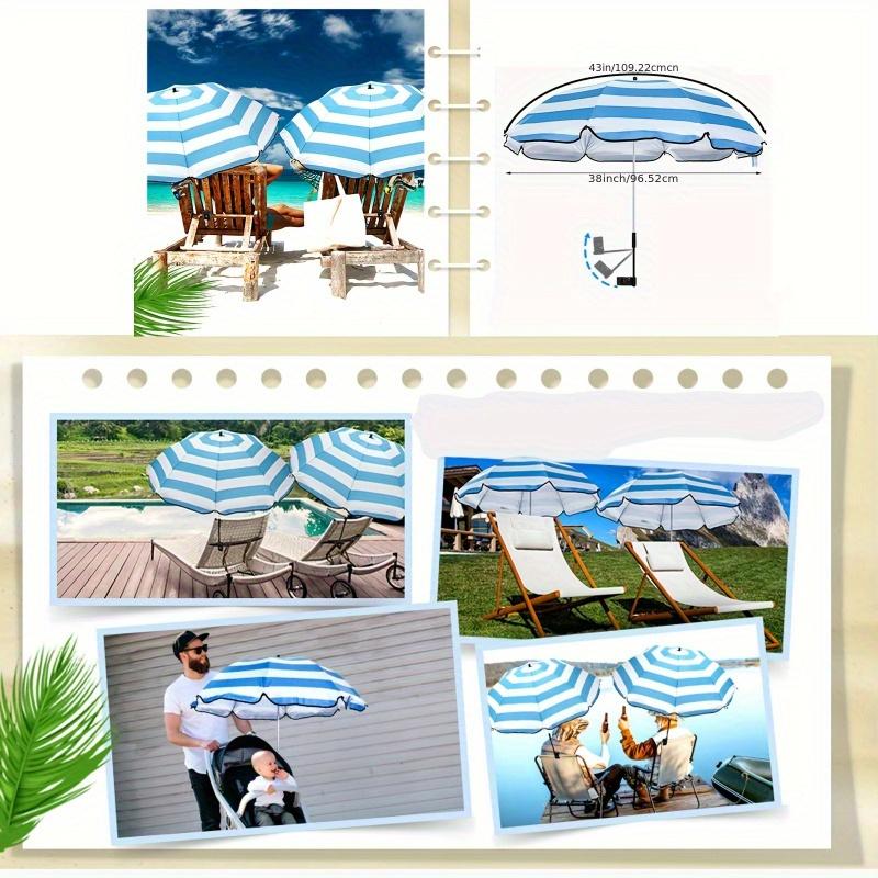 1 Piece Waterproof Beach Chair Umbrella with Universal Clamp, 360° Rotation Portable All-Season Golf Umbrella