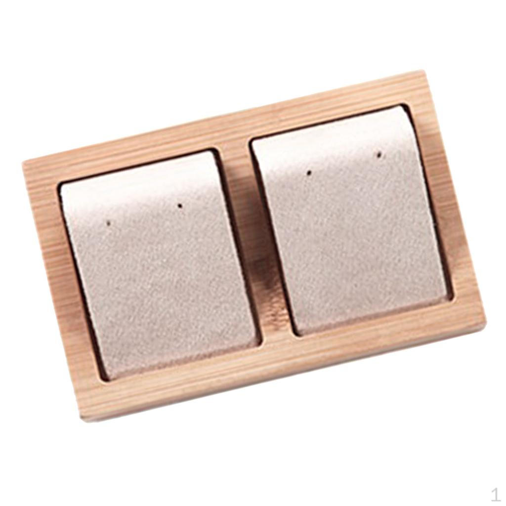 

2 Pair Earring Cards, Velvet/Leatherette Bamboo Earrings Display Card Holder for Jewelry Accessory бежевий