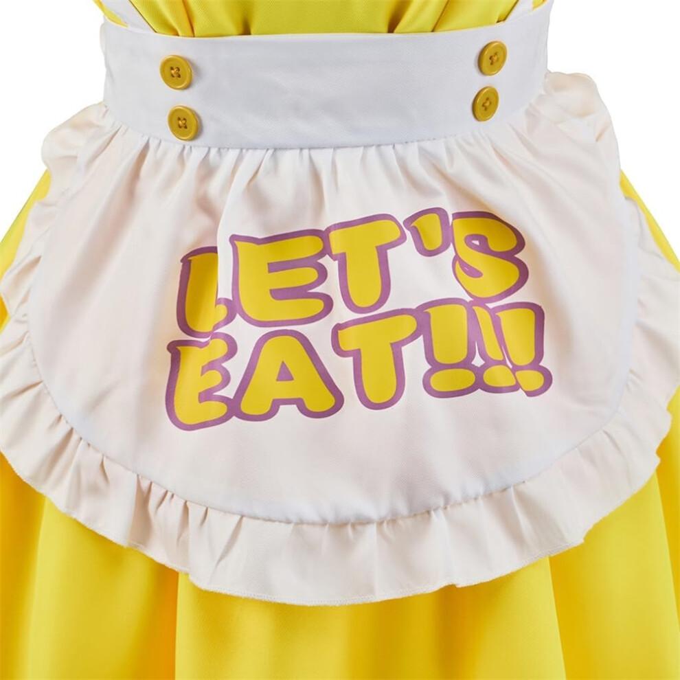 (Medium) Chica Cosplay Costume Women Yellow Maid Lolita Apron Sweet Cute Fancy Dress Halloween Outfit