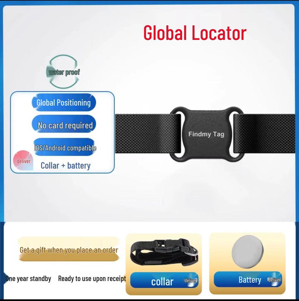 Pet GPS Tracker Collar - Anti-Lost Monitoring Device for Cats & Dogs, Compatible with Android & iOS.